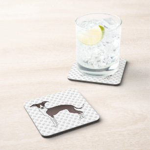 Porta-copo Selo E Cão De Greyhound Italiano Branco Com Patas