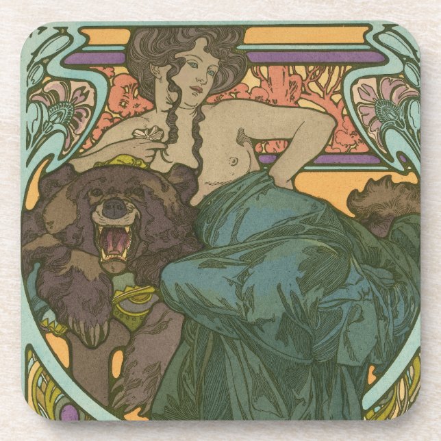 Porta-copo Sem título por Alphonse Mucha (1902) (Frente)