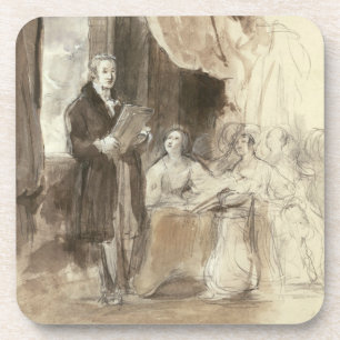 Porta-copo Senhor Robert Peel que lê à rainha Victoria