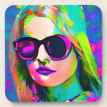 Senhora Colorida Brilhante na Arte dos Óculos Sola