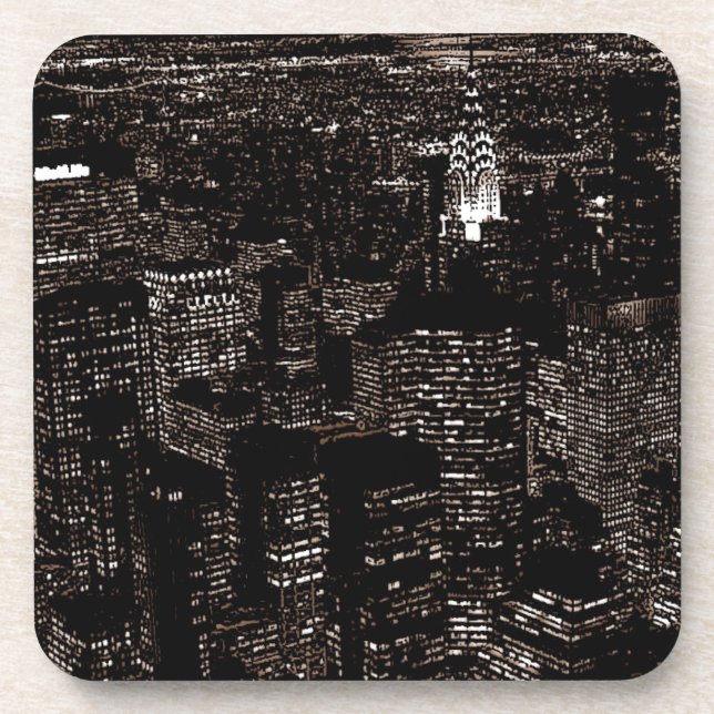 Porta-copo Sepia Nova Iorque Night Skyline (Frente)