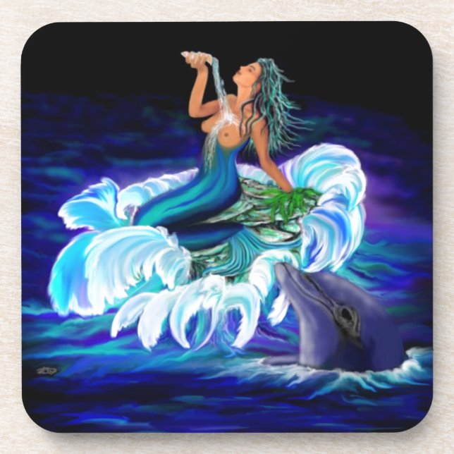 Porta-copo Sereia com golfinho (Frente)