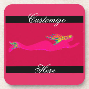 Porta-copo sereia cor-de-rosa nadadora