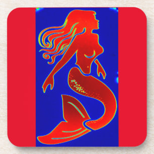 Porta-copo sereia de pin-up vermelha