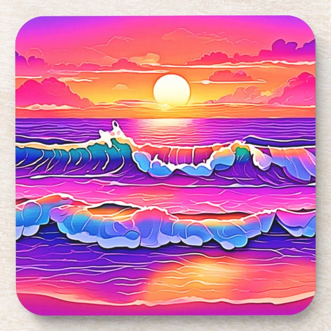 Porta-copo Serenidade do Sunset da Onda Retroativa (Frente)