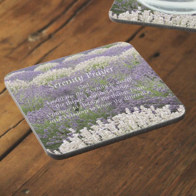 Porta-copo Serenity Prayer Lavanda Garden Floral (In Situ Angled)