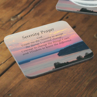 Porta-copo Serenity Prayer Pink Seascape Sunset