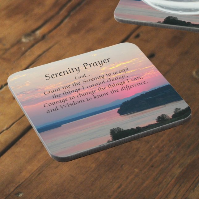 Porta-copo Serenity Prayer Pink Seascape Sunset (In Situ Angled)