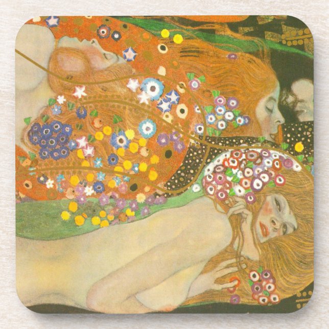 Porta-copo Serpentes d'água II por Gustav Klimt, Art Nouveau (Frente)