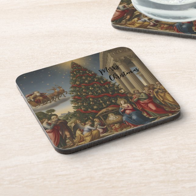 Porta-copo Set 6 Nativity Santa Christmas Coasters (Left Side)