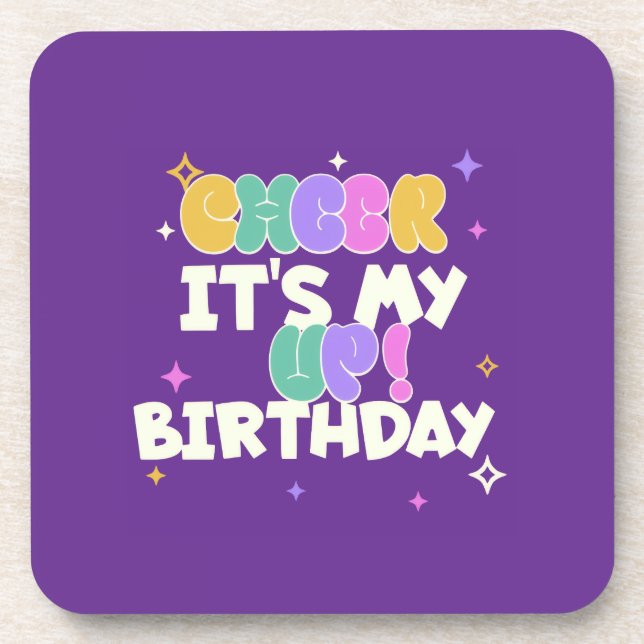 PORTA-COPO SET OF 6 BIRTHDAY CHEER UP PLASTIC COASTERS  (Frente)