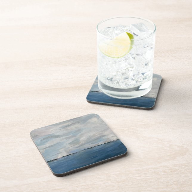 Porta-copo Set of 6 Coastal Art Hard Plastic Coasters (Lado Direito)