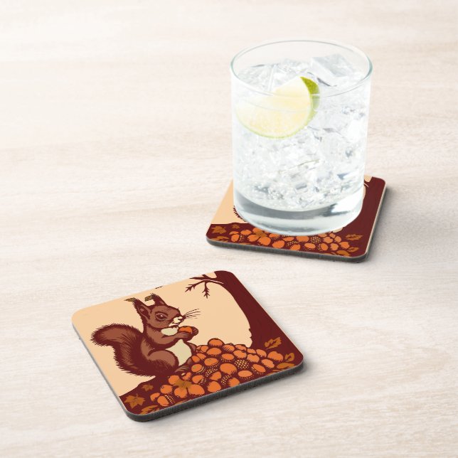 Porta-copo 🐿️ Set of 6 Squirrel Hard Plastic Coasters  (Lado Direito)