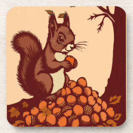 Porta-copo 🐿️ Set of 6 Squirrel Hard Plastic Coasters 