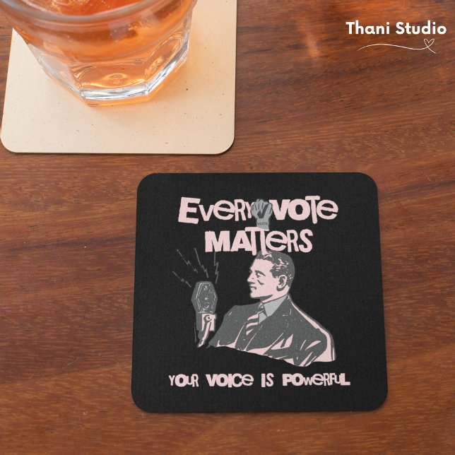 Porta-copo Seu Voto Importa Eleição Rosa Política Impresso (Criador carregado)