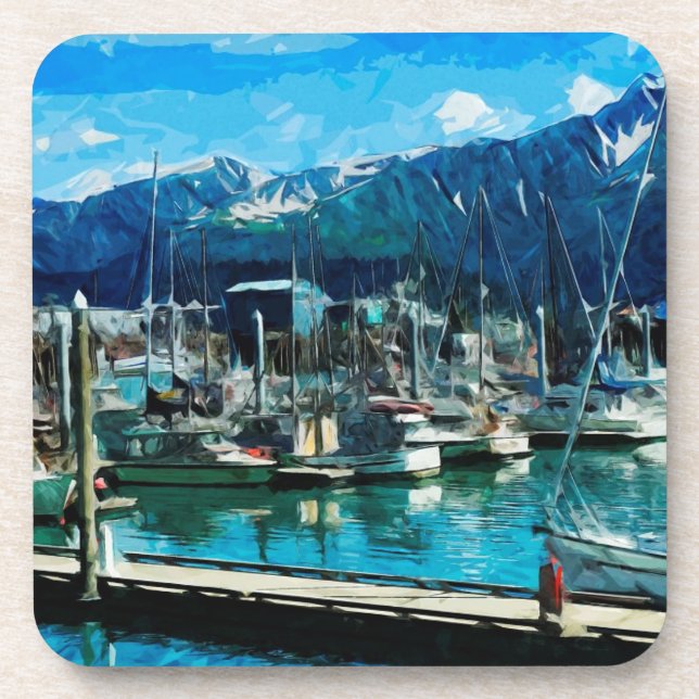 Porta-copo Seward Harbour Alaska Abstrato Impressionism (Frente)
