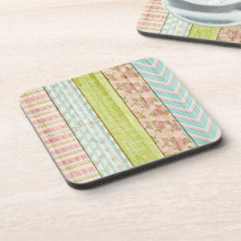 Porta-copo Shabby Rosa Pastel Patterno sobre Algodão de Madei