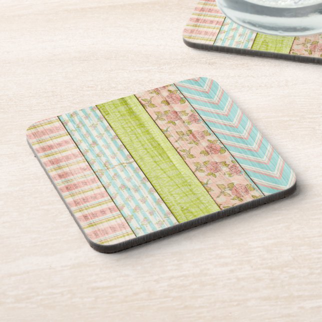 Porta-copo Shabby Rosa Pastel Patterno sobre Algodão de Madei (Left Side)