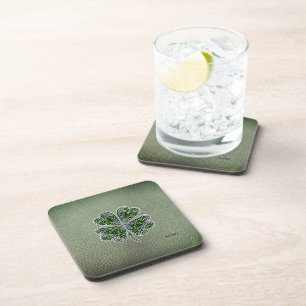 Porta-copo Shamrock Colover Dia de São Patrício Verde Couro