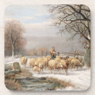 Porta-copo Shepherdess com seu rebanho em uma paisagem do