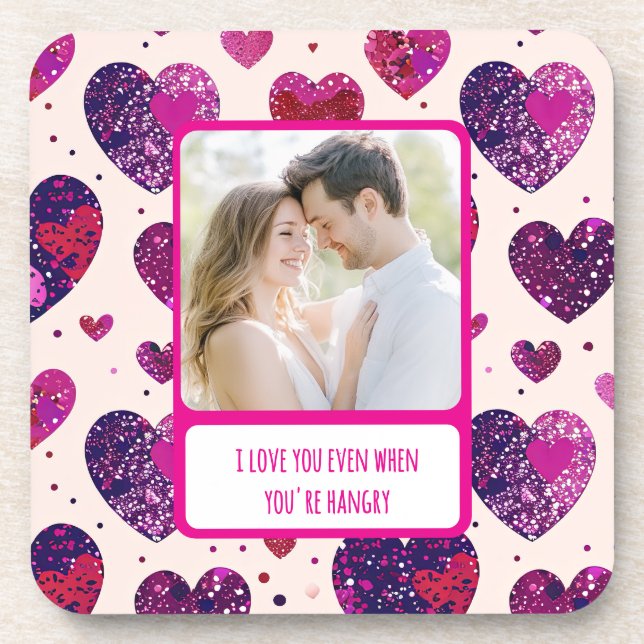 Porta-copo Shimmer Purple Heart quando você está com fome (Frente)