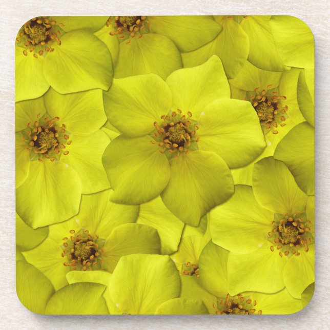 Porta-copo Shrubby Cinquefoil Padrão Sem Costura (Frente)