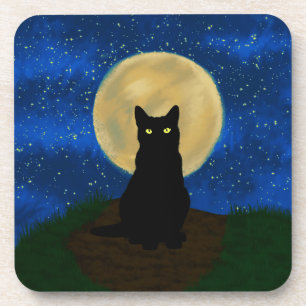 Porta-copo Silhouette Moonlit Black Cat Halloween