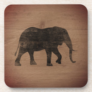 Porta-copo Silhueta de Elefante Africano Estilo Rústico