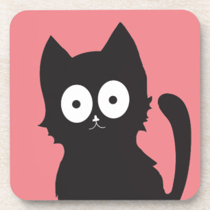 Porta-copo Silhueta de Gato Branco e Preto-Rosa-claro