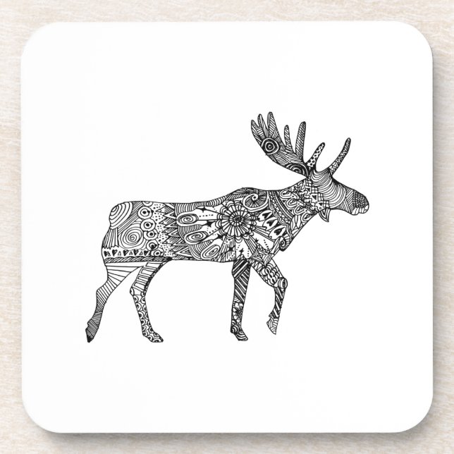 Porta-copo Silhueta Mose Ornamental Negra (Frente)