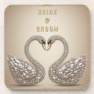 Porta-copo Símbolo de Coração de Cisne de Casamento Joalheiro