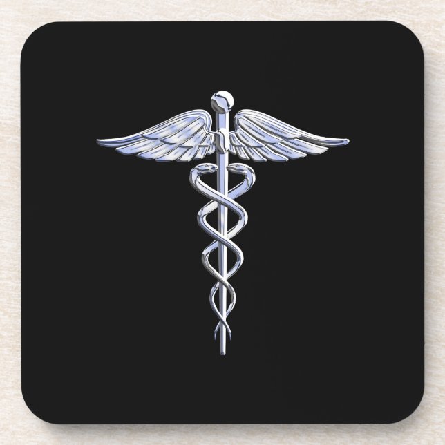 Porta-copo Símbolo médico de Caduceus a preto (Frente)