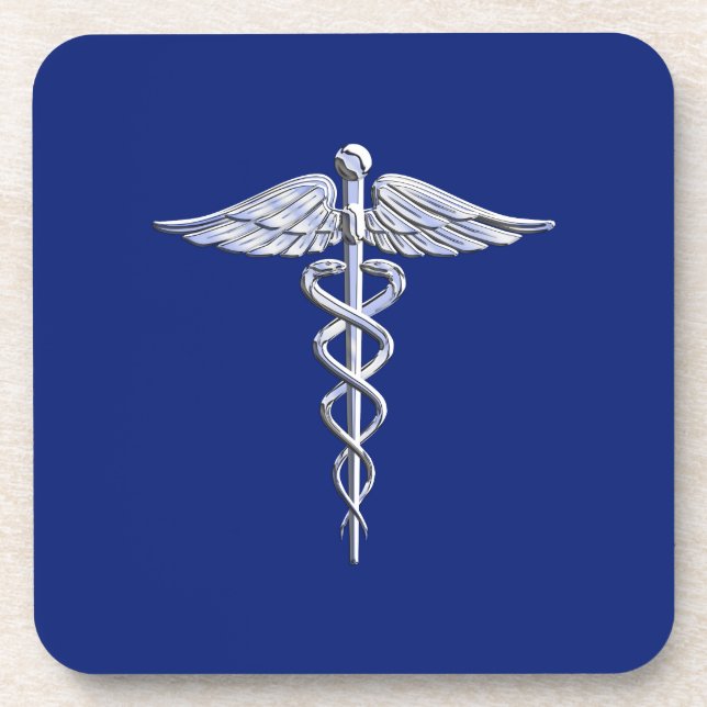 Porta-copo Símbolo médico do Caduceus do estilo do cromo em (Frente)