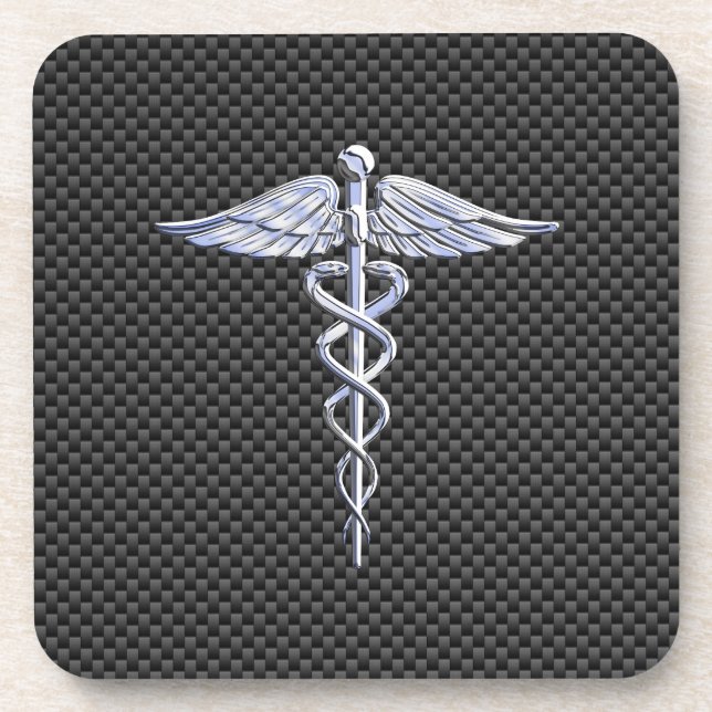 Porta-copo Símbolo Médico Silver Caduceus Estilo de Fibra Car (Frente)