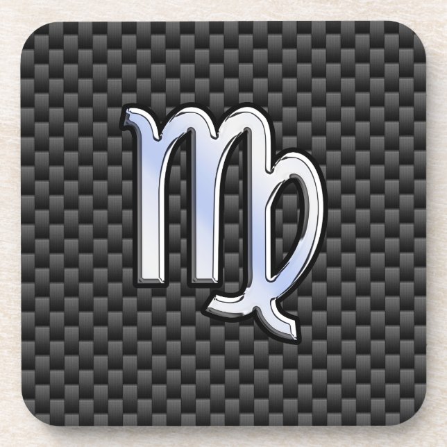 Porta-copo Símbolo Virgo Zodiac Fibra Carbono Impressão (Frente)