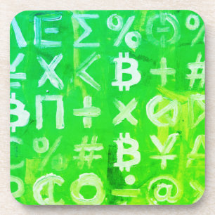 Porta-copo Símbolos de Bitcoin (Lucro Brilhante Verde - 2)