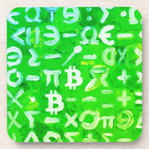 Porta-copo Símbolos de Bitcoin (Lucro Brilhante Verde - 3)