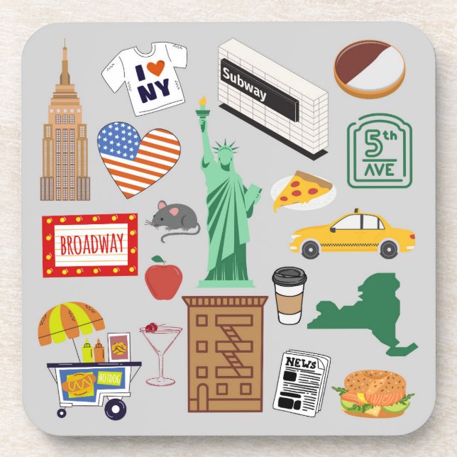 Porta-copo Símbolos Nova Iorque (Frente)