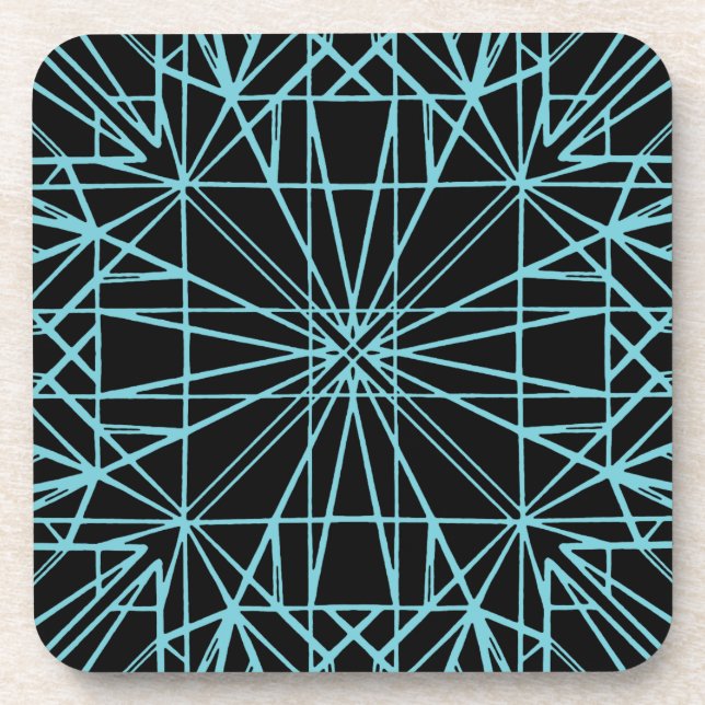 Porta-copo Simetria Geométrica Azul de Ovo Preto e Robin (Frente)