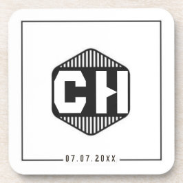 Porta-copo Simple Minimal retro monogram initials Wedding 