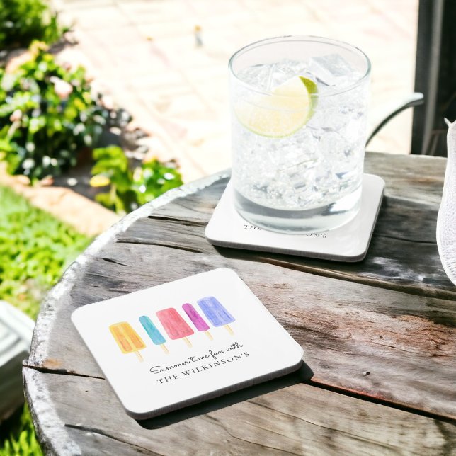 Porta-copo simples branco-moderno personalizado (beautiful  personalized modern plastic coaster ideal for garden use , custom text to make your own)