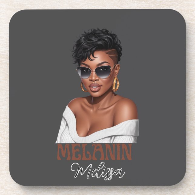 Porta-copo Simples melanina história negra da moda (Frente)