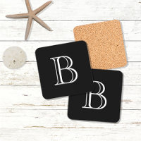 Simples Moderno Inicial Chic Letra Preto e Branco