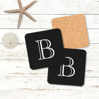 Porta-copo Simples Moderno Inicial Chic Letra Preto e Branco