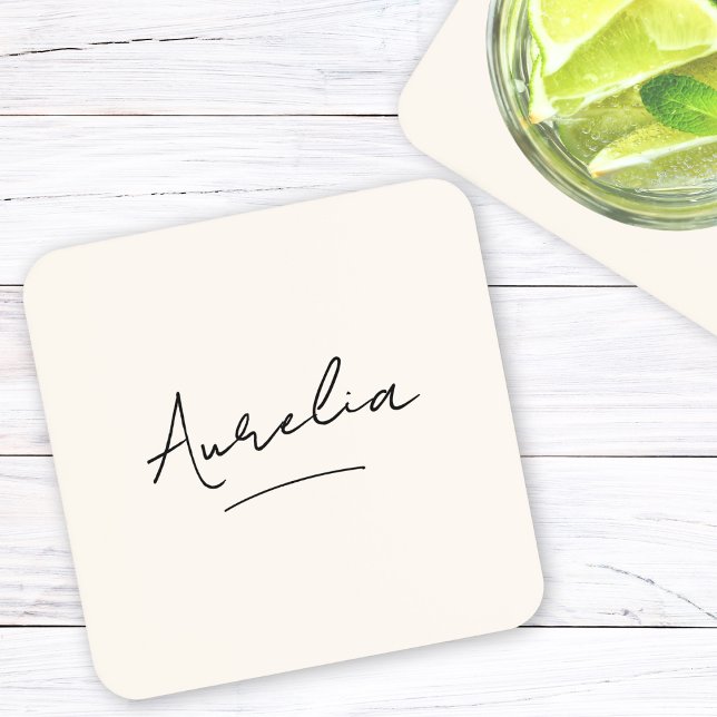 Porta-copo Simples Script Monograma Neutro Moderno Minimalist (Criador carregado)