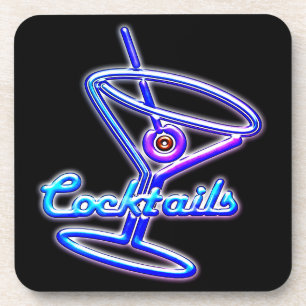 Porta-copo Sinal de néon retrô de coquetel Martini bar vintag