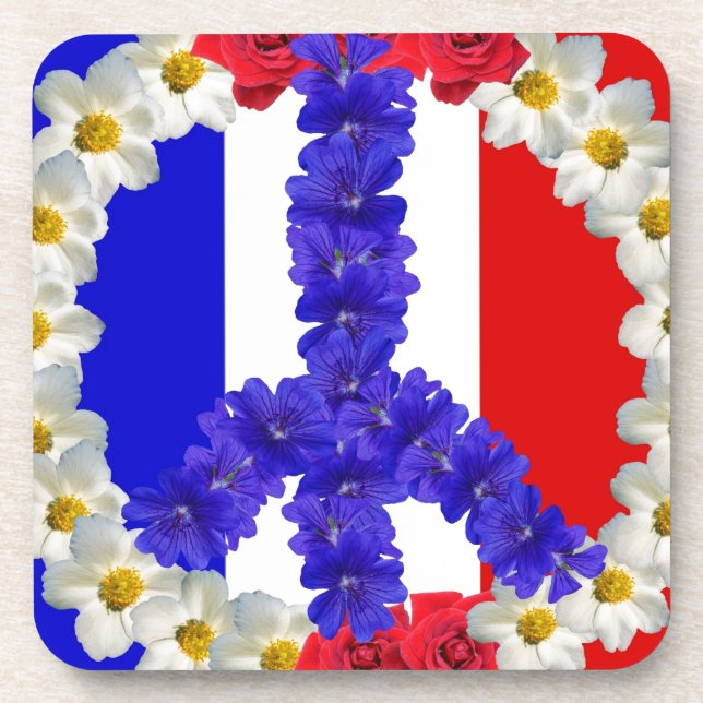 Porta-copo sinal de paz da bandeira francesa (Frente)