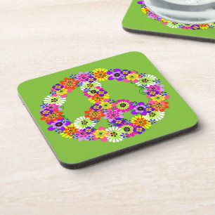 Porta-copo Sinal de Paz Floral no Verde limão