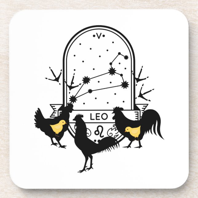 Porta-copo Sinal Zodíaco e Pets Correspondentes. Leo - Frango (Frente)