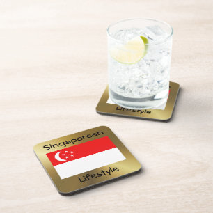 Porta-copo Sinalizador Cingapura+Porta copos de Texto